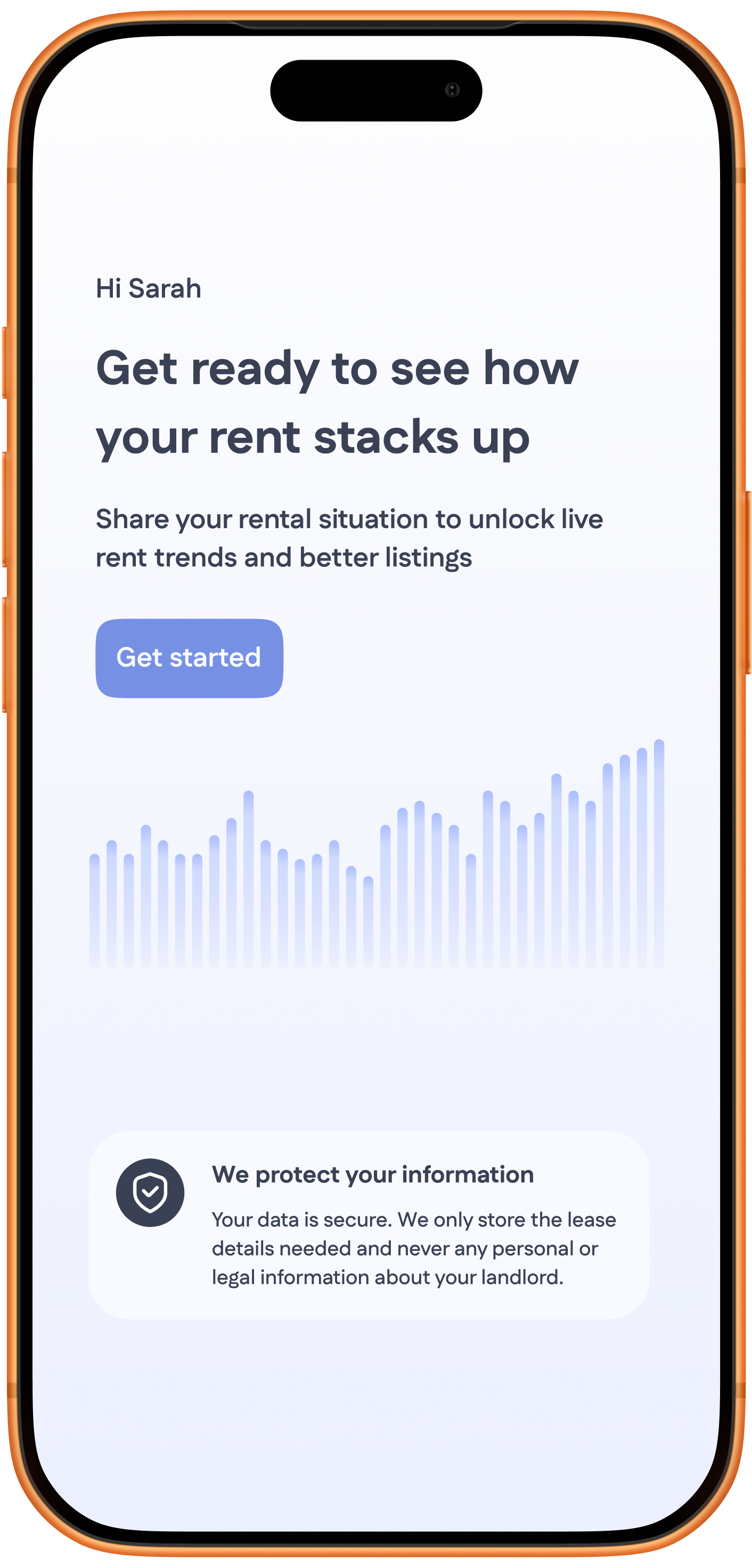 Gatherly app showing rent data and insights